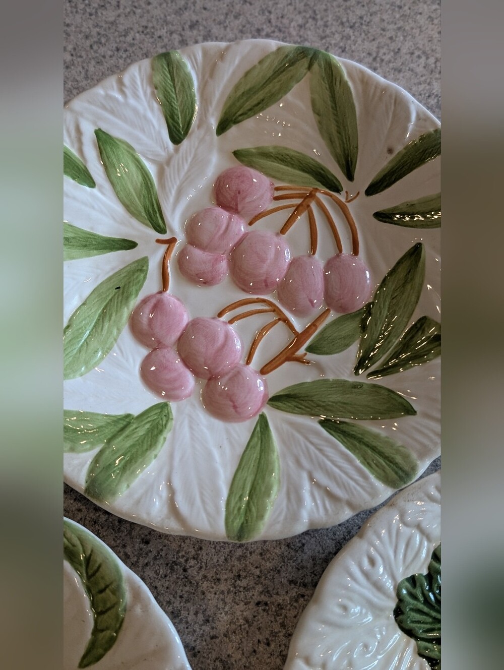 Erik Van Horn Fruit du Jour Plates Set of 5 Shafford Majolica 1987 Vintage - Picture 6 of 7